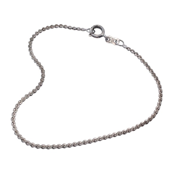 Vintage 950 Sterling Silver Serpentine Chain Bracelet Simple S Link Unisex 7” - Picture 1 of 4